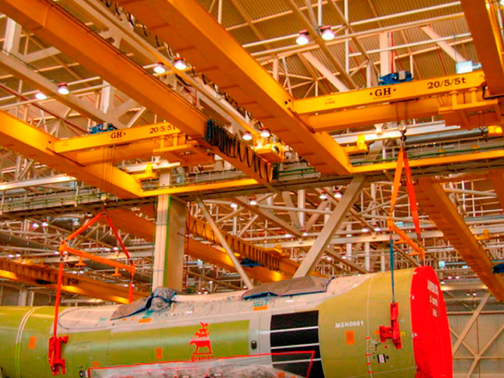 Installation of GH CRANES & COMPONENTS goliath cranes in Aerospace industry.